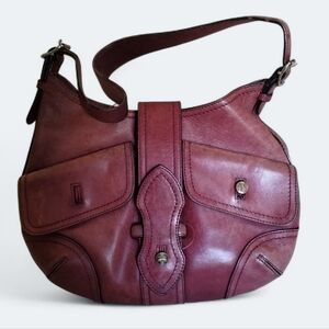 Brooks Brothers Distressed Light Plum Genuine Leather Shoulder Bag